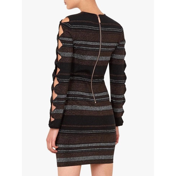 TED BAKER Simona Metallic Stripe Bodycon Dress - Picture 4 of 9
